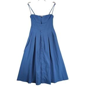 AEL Amy Enjoy Life Blue Smocked Sleeveless Maxi Dress Size L Country Cottagecore